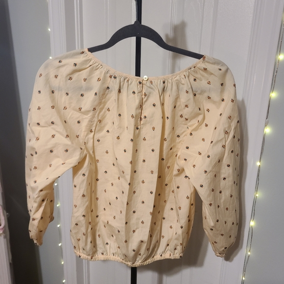 Madewell gathered sleeve 100% cotton peasant blouse raglan - Picture 4 of 5